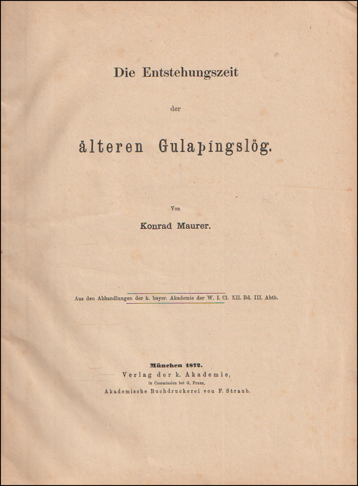 Die Entstehungszeit der älteren Gulaþíngslög # 89059
