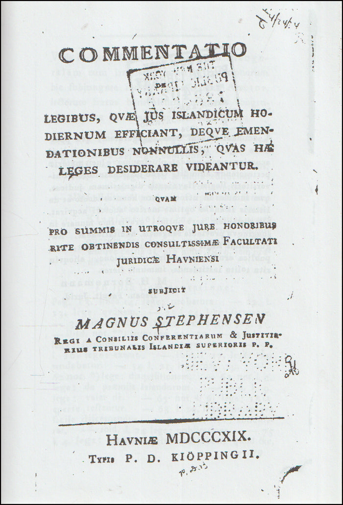 Commentatio de legibus, qvæ jus Islandicum hodiernum efficiant # 89030