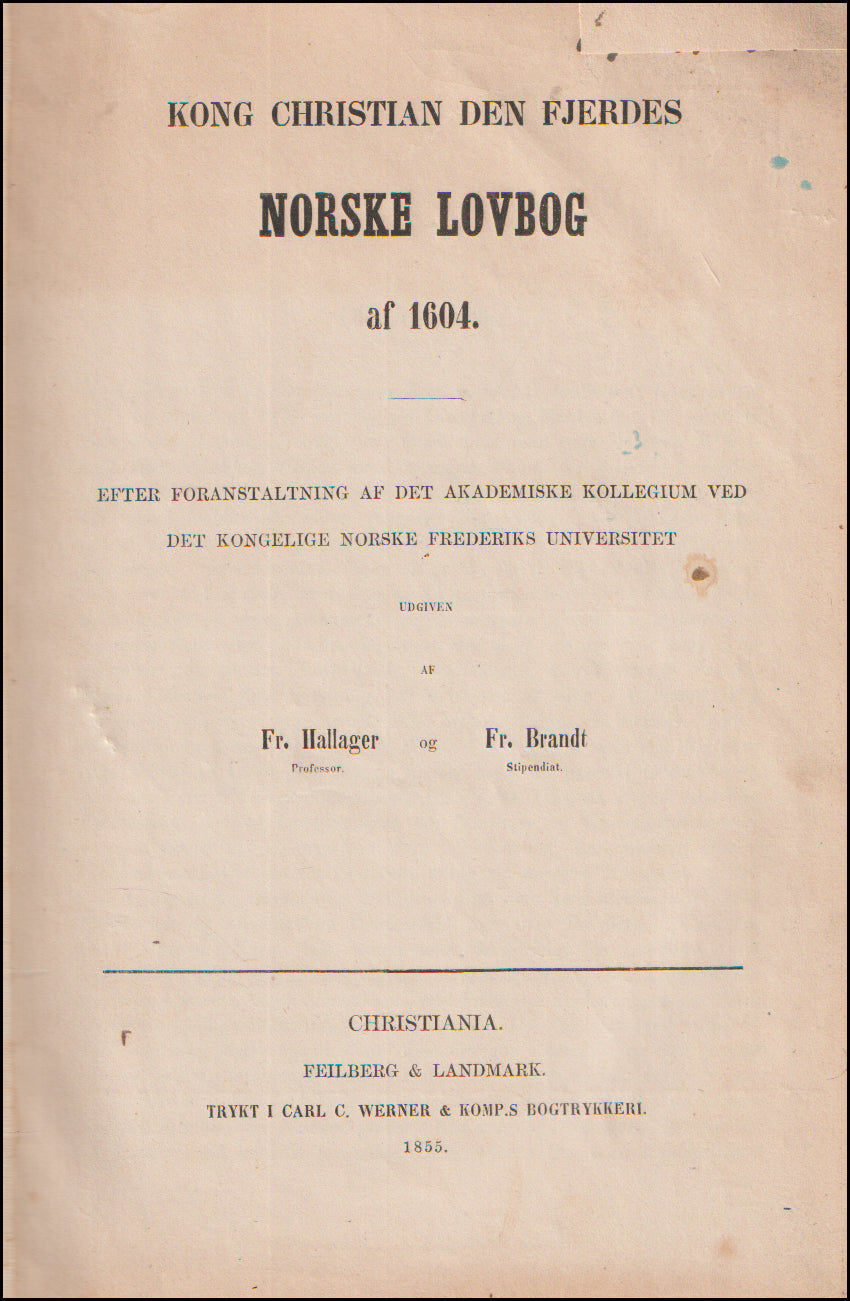 Kong Christian den fjerdes Norske Lovbog af 1604 # 89011